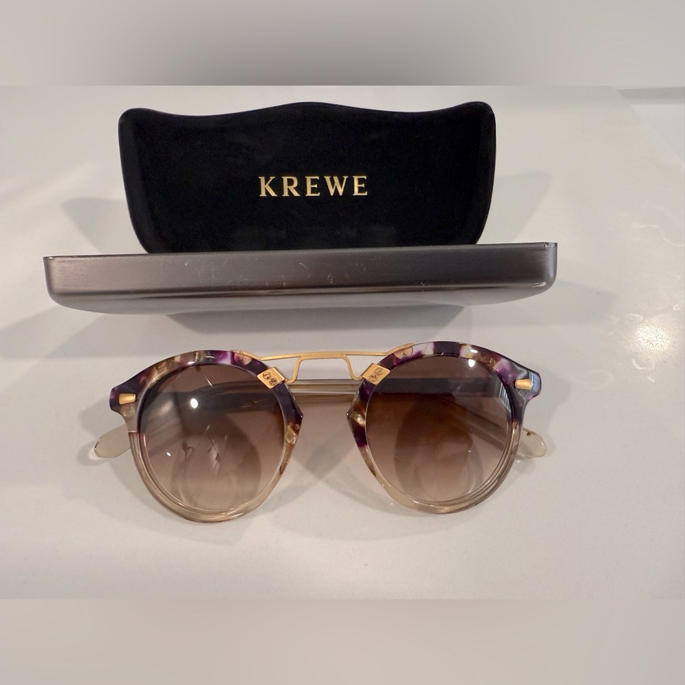 EUC- KREWE STL II Women's Sunglasses in Purple and Gold w/ case